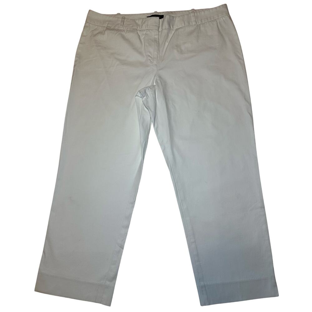 Talbots Signature Crop Ankle Pants Size 16 36x25 White Classic Stretch Casual